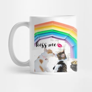 Playful kittens and rainbow with lucky pot - loving kittens Mug